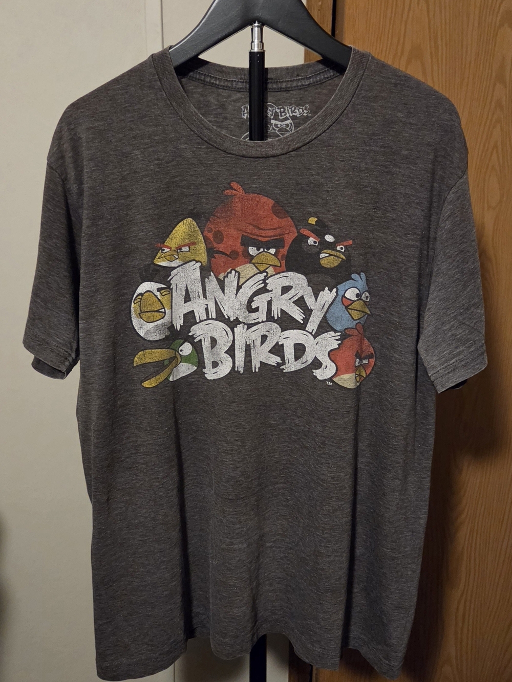 Vintage Fifth Sun Charcoal Gray Angry Birds Graphic Tee